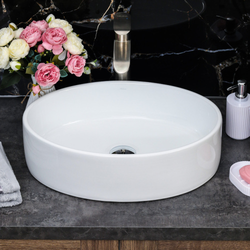 Раковина из сантехнического фарфора Melana 7151-805 50х36 накладная цвет белый без отверстий под смеситель - фото 3