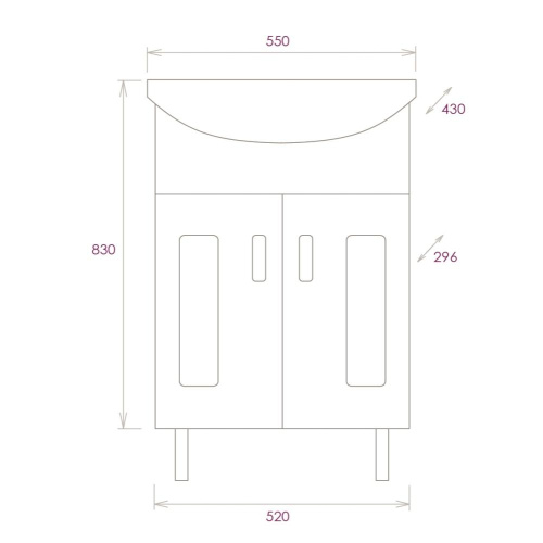 Тумба под раковину Onika Кристалл 105555 52х30х68 напольная - фото 3