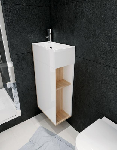 Тумба с раковиной 1MarKa Laura У85930 39х22х85 напольная цвет дуб сонома - фото 3