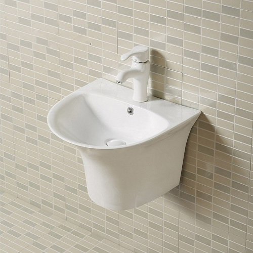 Раковина из санфаянса CeramaLux NB165 57х50 подвесная цвет белый 1 отверстие под смеситель - фото 3