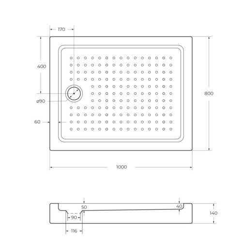 Душевой поддон Cezares TRAY-A-AH-100/80-15-W 100х80 акрил белый с ножками - фото 2