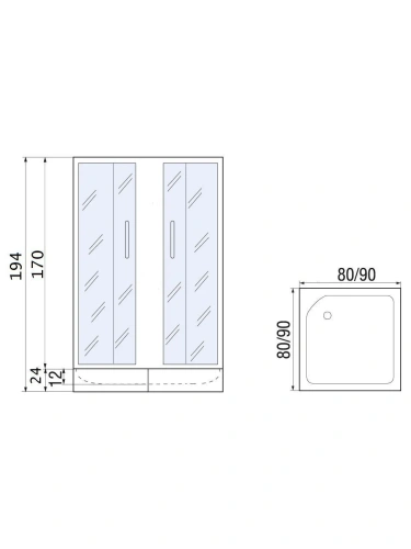 Душевой уголок River MORAVA 10000001301 80х80 стекло матовое профиль хром матовый без поддона - фото 2