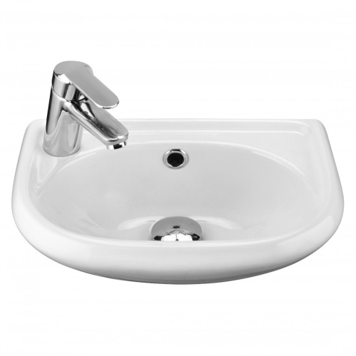 Раковина из сантехнического фарфора Santek Бриз 1WH110442 27х39 подвесная цвет белый 1 отверстие под смеситель - фото 2