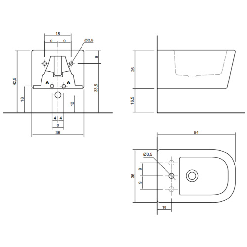 Биде Antonio Lupi Sanitary KOMODO4 подвесное - фото 2