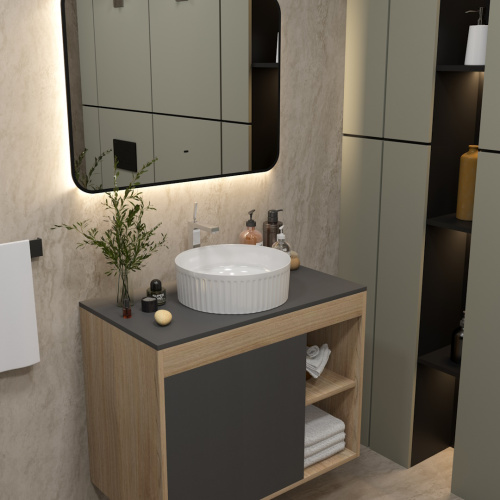 Раковина из сантехнического фарфора Teymi Martta T52102 36х36 накладная цвет белый без отверстий под смеситель - фото 3