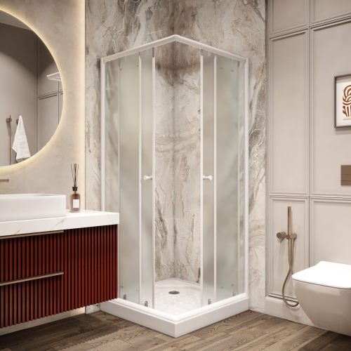 Душевой уголок Parly ZFQ81 80х80 стекло матовое профиль белый с поддоном - фото 4