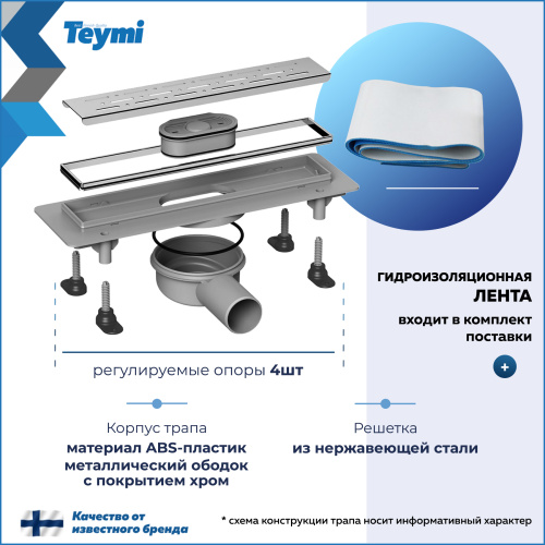 Душевой лоток Teymi Helmi T90345 в пол - фото 5