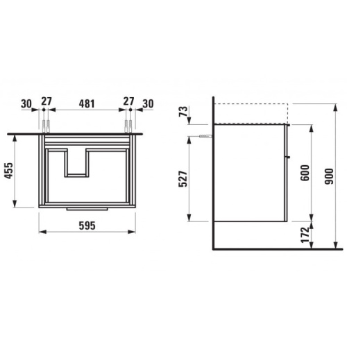 Тумба под раковину Laufen Kartell 4.0755.2.033.635.1 60х46х73 подвесная цвет оранжевый - фото 2
