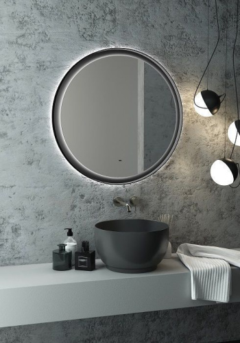 Зеркало в ванную Art&Max NAPOLI AM-Nap-800-DS-F 80х80 цвет черный матовый