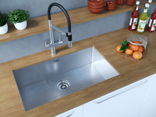 Кухонная мойка Paulmark ALLER 74 UNI PM807444-BS 69х39 цвет брашированная нержавеющая сталь поверхность матовая - фото 3