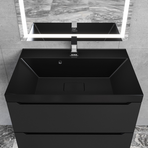 Раковина из литьевого мрамора Uperwood Classic New RClassicNew70bg 70х45 полувстраиваемая цвет черный глянцевый - фото 3