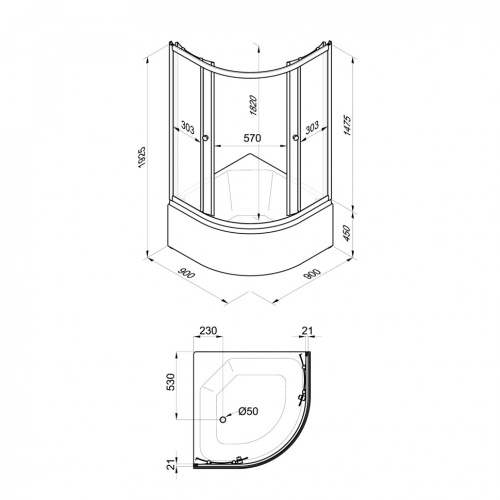 Душевой уголок Тритон Ультра Щ0000065752 90х90 стекло матовое профиль белый с поддоном - фото 2