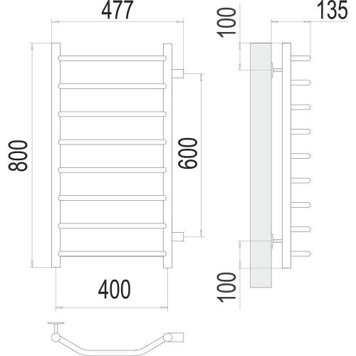 Полотенцесушитель Terminus 4670078530103 48х80 водяной хром - фото 3