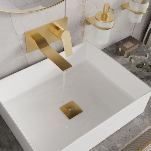 Смеситель для раковины Wasserkraft Aisch 5500 5530 встраиваемый в стену золото - фото 2