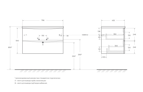 Тумба под раковину BelBagno Marino-Cer-N MARINO-CER-N-800-2C-SO-RR-P 80х46х50 - фото 2