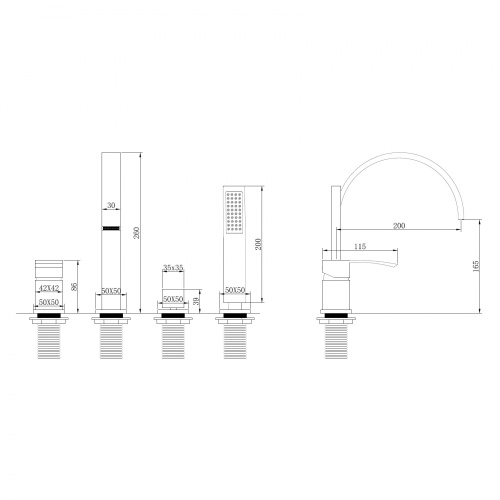 Смеситель ABBER Wasserfall AF8613B на борт ванны черный матовый - фото 3