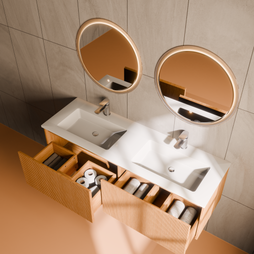 Тумба с раковиной+зеркало Art Decco Elizabeth (Элизабет) AEL14W11D1M0 140x45x40 подвесная цвет белый дуб - фото 3