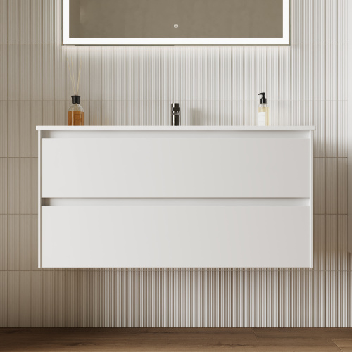 Тумба под раковину Sancos Cento CN100W 99х45х50 подвесная цвет белый глянцевый - фото 4