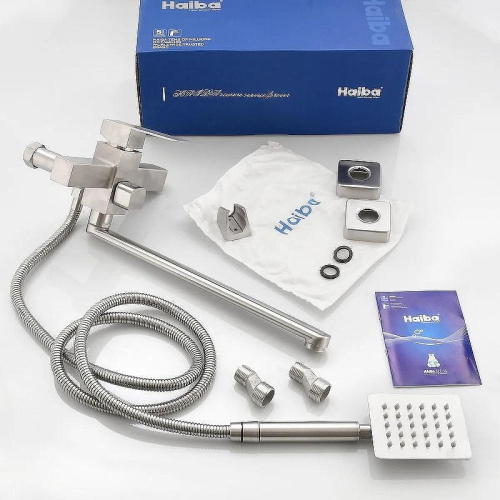 Cмеситель для ванны и душа Haiba HB22803 настенный полированная сталь - фото 2