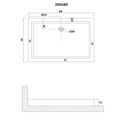 Душевой поддон Niagara Eco NG-P1080-14Q 100х80 ABS-пластик белый с ножками - фото 2