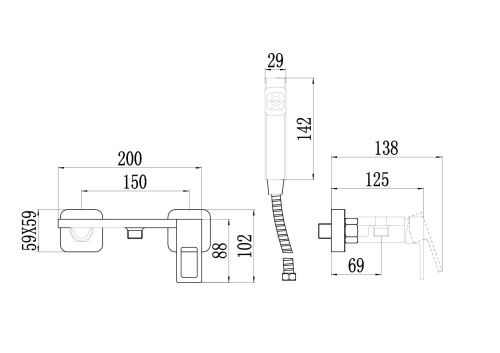 Гигиенический душ со смесителем Savol S-FXQ013H черный - фото 2