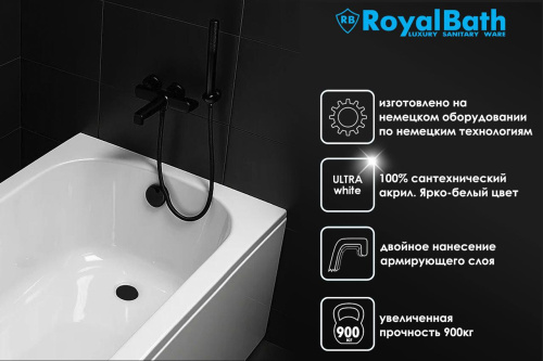 Ванна акриловая гидромассажная Royal Bath FATO RB326100DL 170х85 пристенная прямоугольная с каркасом - фото 3