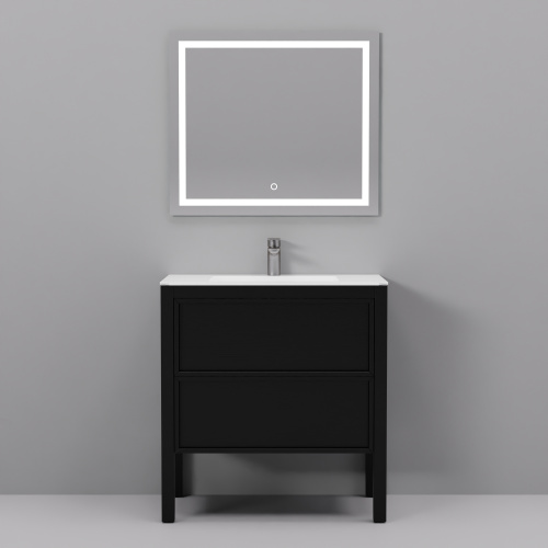 Тумба с раковиной+зеркало Art Decco Elisa (Элиса) AES08F78S2MF 80x45x85 напольная цвет черный дуб - фото 2