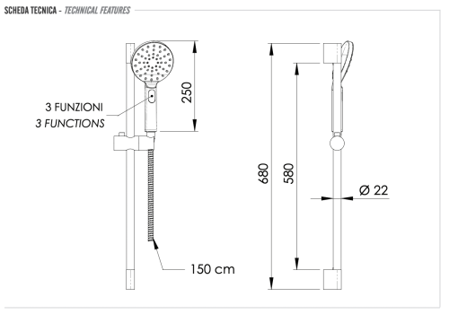 Душевой гарнитур Remer 315L318MP настенный цвет хром - фото 2