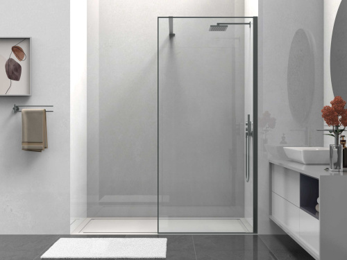 Душевая перегородка Vincea Walk in HS VSW-1HS800CLGM 80х200 стекло прозрачное профиль вороненая сталь - фото 2