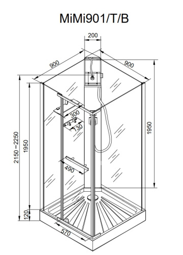 Душевая кабина Cerutti SPA MiMi90T 90х90 квадратная без крыши - фото 4