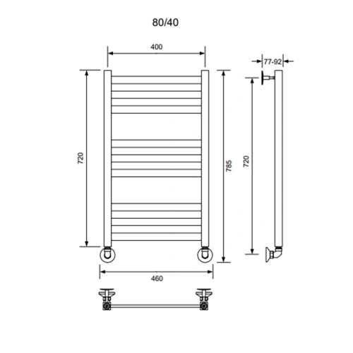 Полотенцесушитель Veconi Vero-B V8040GR-B 40х80 водяной графит - фото 3