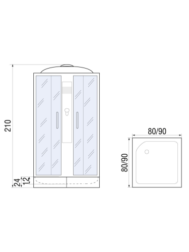 Душевая кабина River QUADRO 90/24 MT (10000002437) 90х90 квадратная с крышей ориентация универсальная - фото 2