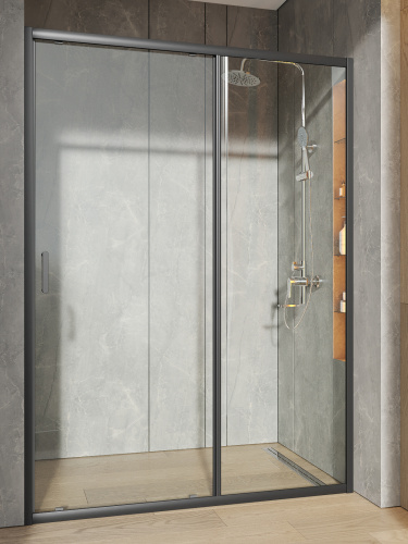 Душевая дверь Orange E02-140TB 141х190 стекло прозрачное профиль черный - фото 3