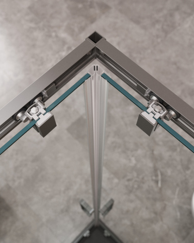 Душевой уголок Cezares MOLVENO MOLVENO-AH-21-90+30-C-GM-IV 120х90 стекло прозрачное профиль оружейная сталь без поддона - фото 3