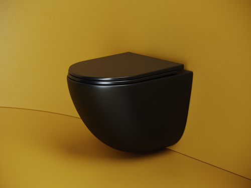 Унитаз подвесной Ceramica Nova VOGUE CN4008TMB черный матовый с сиденьем микролифт безободковый смыв торнадо - фото 2
