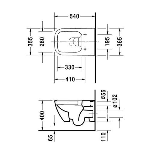Чаша унитаза подвесная Duravit Happy D.2 22220900001 цвет белый без сиденья безободковая душевой смыв - фото 2