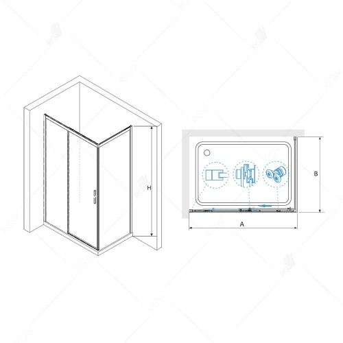 Душевой уголок RGW Leipzig 34124180-014 100х80 стекло прозрачное профиль черный без поддона - фото 5
