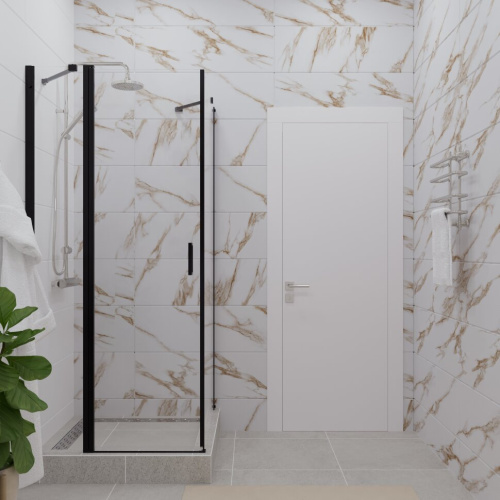 Душевой уголок Тритон Йота-Блэк Щ0000054032 90х90 стекло прозрачное профиль черный без поддона - фото 3