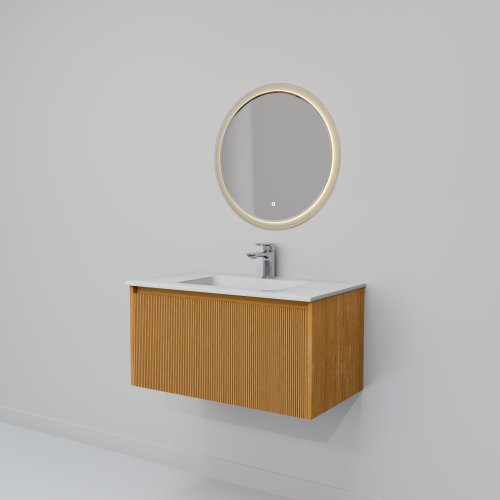 Тумба с раковиной+зеркало Art Decco Elizabeth (Элизабет) AEL08W11S2MF 80x45x40 подвесная цвет белый дуб - фото 5