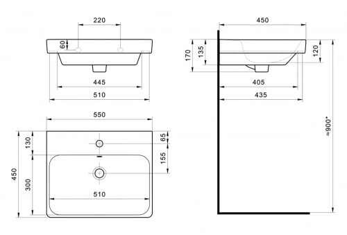 Раковина мебельная керамическая Santek Адриана 55 1.WH50.1.620 55х45 накладная цвет белый - фото 4