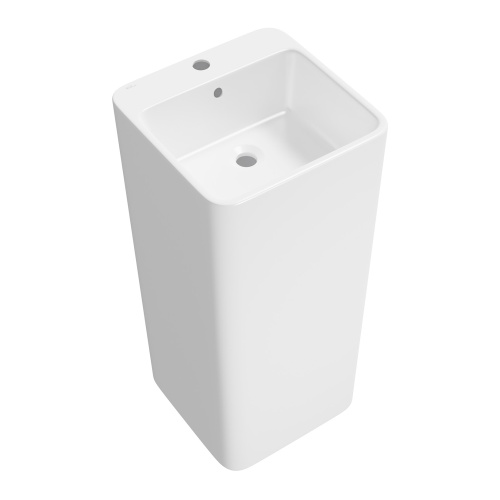 Раковина из сантехнического фарфора Wellsee Callipy Art 33890300S 40х40 напольная цвет белый глянцевый 1 отверстие под смеситель - фото 2