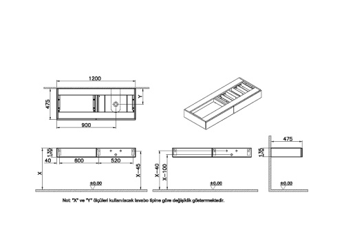 Тумба под раковину Vitra Origin 65684 120х48х14 подвесная цвет дуб - фото 2