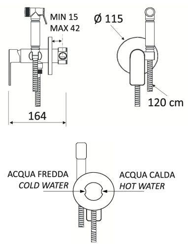 Гигиенический душ со смесителем Mariani В00185AT хром - фото 2