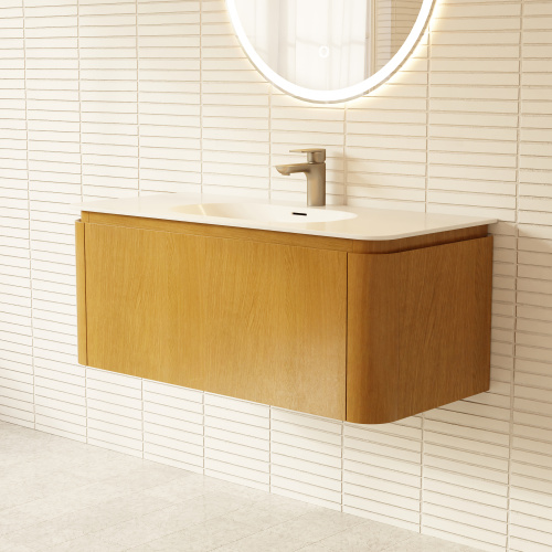 Тумба с раковиной+зеркало Art Decco Coco (Коко) ACC10W14S1M0 100x45x40 подвесная цвет белый дуб - фото 5