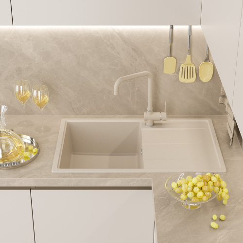 Кухонная мойка Misty Linkor LIN-78х51-02 78х51 цвет бежевый - фото 2