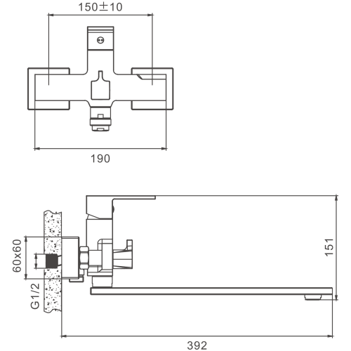 Смеситель для ванны и душа BELZ B22613-7 настенный черный - фото 2