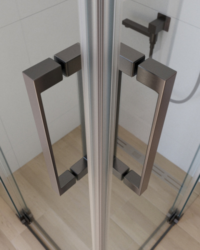 Душевой уголок Cezares SLIDER SLIDER-AH-2-80/90-90/100-C-GM 80х90 стекло прозрачное профиль оружейная сталь без поддона - фото 4