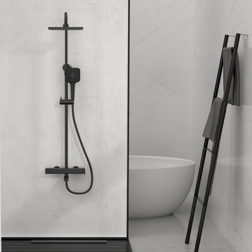 Душевая стойка Vincea Cube VSFS-1C1MB настенная цвет черный с термостатом - фото 2