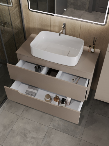 Тумба с раковиной Orange Line Li-100TuLMDF+B07-600W 101х46х69 - фото 4