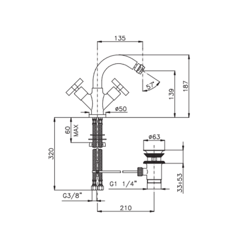 Смеситель Nicolazzi Monte Croce 2237CR27 на биде хром - фото 2